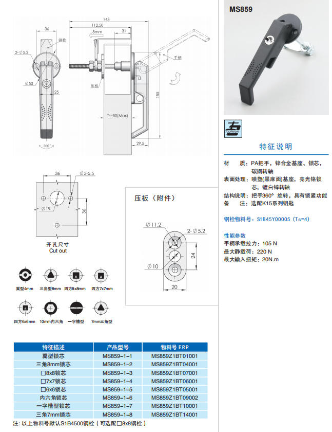 MS859 Industrial Cabinet Door Lock