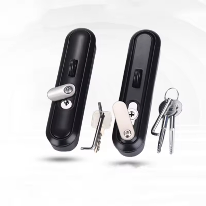 MS864 Black Sliding Door Lock with Key Plane Lock