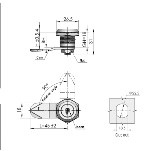 MS802 Control Cabinet Cam Lock